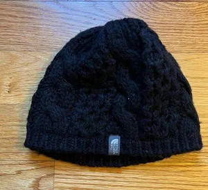 The North Face black knit flannel lined winter hat thumbnail 1
