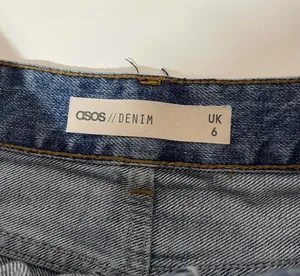 ASOS Denim Micro Mini Skirt Dark Wash Mid-rise Frayed Hem thumbnail 7