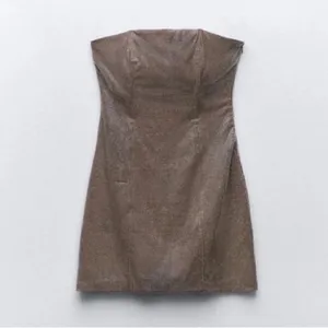 Zara Rhinestone Mini Body con Tan/Brown Dress (Size Small) thumbnail 3