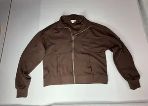 Women's Brown Full-Zip Casual Hoodie thumbnail 1