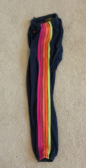 Aviator Nation Sweatpants 5 STRIPE SWEATPANTS CHARCOAL NEON thumbnail 3