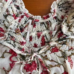 Free People Keeping Up With Kara Semi Sheer Bohemian Floral Tunic Sz Large 🧡🍄 thumbnail 8
