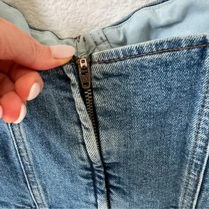 Reformation Nikki Bustier Denim Mini Dress in Blue Jean thumbnail 7