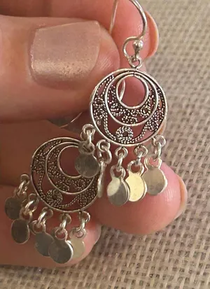 A266 1 1/4 inch 925 sterling silver earrings thumbnail 1