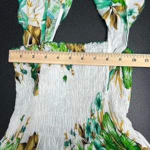 Women Floral Dress Small Cottagecore Tropical Smocked Midi Lightweight Vacation thumbnail 11