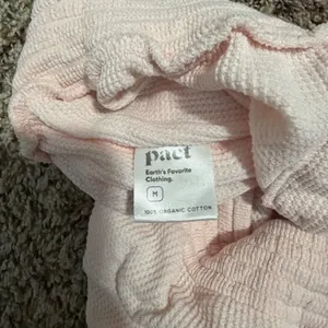 Pact Organic Cotton Waffle Knit Lounge Shorts Pink Medium Henley Dolphin Hem thumbnail 3