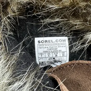 SOREL Joan of Arctic Brown Leather Suede Snow Boots Women 7 Waterproof Faux Fur⁠ thumbnail 7