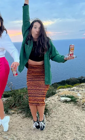 ZARA Orange Maroon High Waisted Skirt thumbnail 1