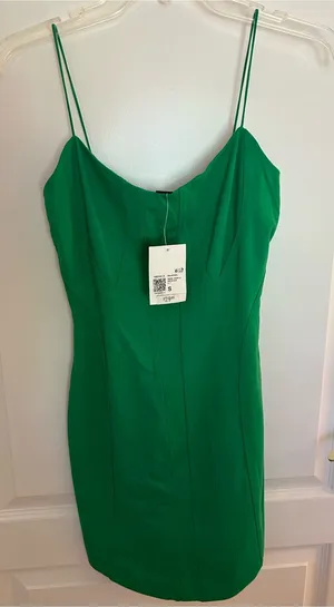 Forever 21 Emerald Green Spaghetti Strap Sheath Dress thumbnail 1