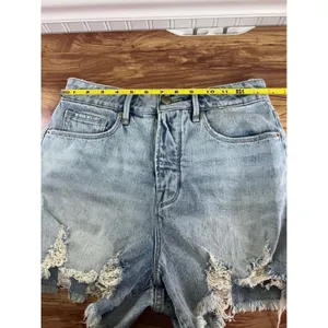 Good American Distressed High Rise Denim Shorts Light Wash Size 4 27 thumbnail 6