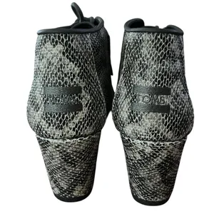 TOMS Boots Womens Sz 8.5 Gray Snake Print Wedge Ankle Lace Up Booties Minimalist thumbnail 4