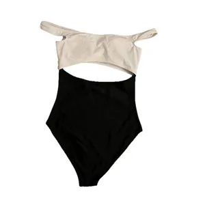 New‎ Cupshe Women's One Piece Swim Medium Color Block Black White thumbnail 2