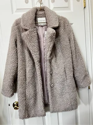 American Eagle Teddy Bear Sherpa Coat Lavender Marshmallow Size XXS Jacket Lined thumbnail 3
