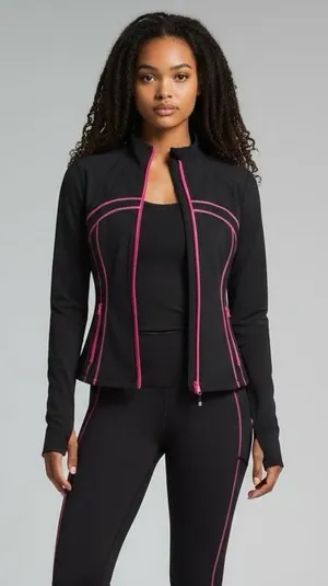 Rare Lululemon Black and Hot Pink Define Jacket thumbnail 1