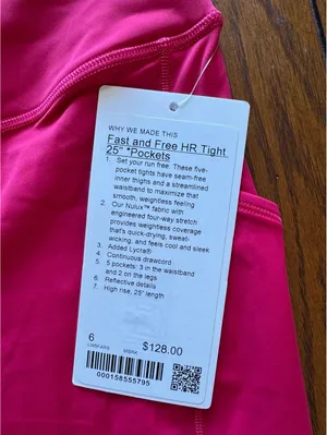 Lululemon Fast & Free High Rise 25” With Pockets Mulberry Spark Size 6 NWT thumbnail 4
