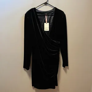 Alex‎ Marie Nikki Stretch Velvet Surplice V-Neck Long Sleeve Ruched Dress 16 New thumbnail 2