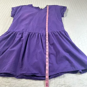 Pinch 100% Cotton Purple V-Neck Mini Dress With Pockets thumbnail 4
