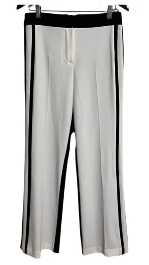 Trina Turk White Trousers with Back Stripes and Black Back Sz. 4 thumbnail 1