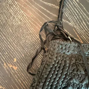 Nordstrom Black Straw & Leather Shoulder Bag Women's Closure Fabric Lined NWT thumbnail 7