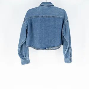 Zara Women's Cotton Button Front Collared Denim Jean Jacket XS Blue thumbnail 3