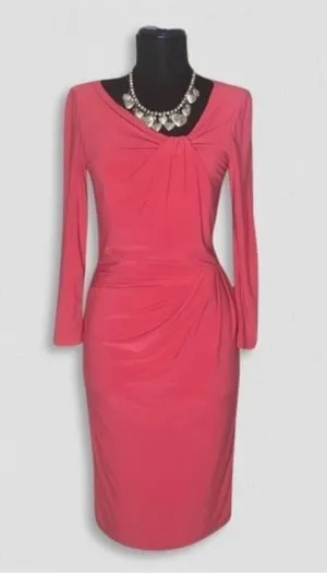 Ralph Lauren Midi Dress coral Pink Derby elegant wedding guest Old Money glam S thumbnail 1