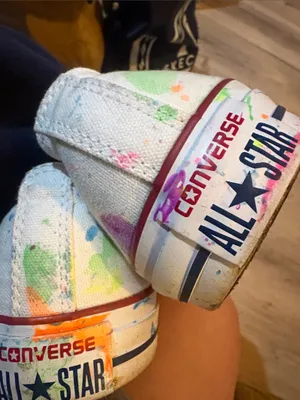 Converse White Low Top Sneakers with Bright Paint Splatter size 10 thumbnail 8