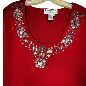 Vintage Joseph‎ A Red Beaded Sweater thumbnail 2
