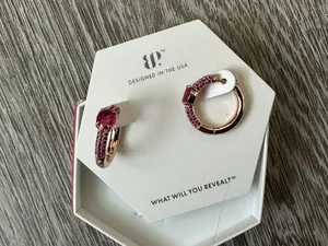 NWT Bomb Party Warm Summer Sunset Earrings Lab Created Rubies Rose Gold Plated thumbnail 6