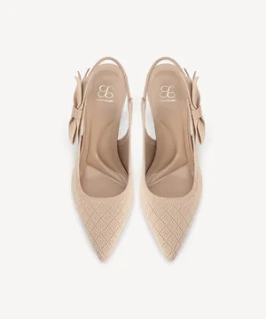 COSY ISLAND EverLush Bowknot Pointed Toe Heeled Slingback Apricot thumbnail 2