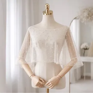 Etsy Ivory Bridal Pearl Cape Wedding Shawl thumbnail 4
