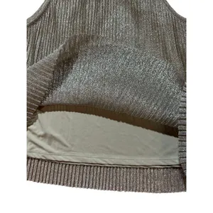 Mango women’s Gold Silver‎ Textured shimmer metallic tank blouse sz M thumbnail 8