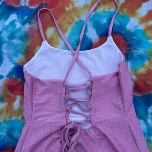 Pink Glittery Spaghetti Strap Dress thumbnail 2