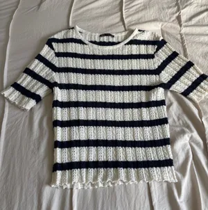 Navy and White Striped Zara Sweater thumbnail 1