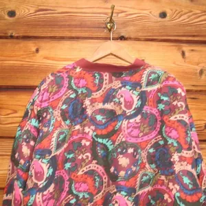 Vintage 80’s Casual Corner silk Puffer Jacket Red Size L thumbnail 6