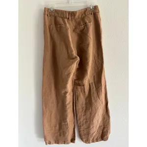 Paige Dallas Pant Womens‎ 4 Camel Pleated Wide Leg Linen Blend Trouser Career thumbnail 3