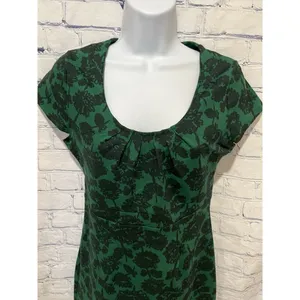 Boden Womens Green Floral Scoop Neck Short Sleeve Pull over Sheath Dress Size 4 thumbnail 2