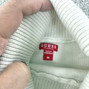 Guess Cream‎ Knit Turtleneck Sweater Balloon Sleeve Cable Knit Casual Retro VTG thumbnail 4