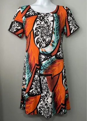 Sophie A Dress Size XL Bright Travel Knit Easy Care Dopamine Artsy Art to Wear thumbnail 1