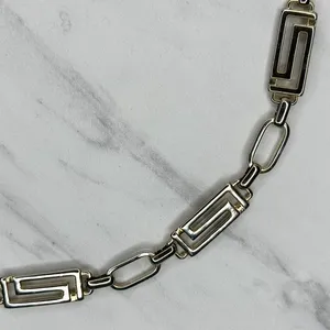 Greek Key Gold Tone Chain Belt One Size (OS) Adjustable Hook Closure ✨ thumbnail 6