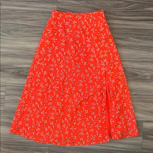 Lulu's Bliss Me Red Floral Print Midi Skirt thumbnail 3