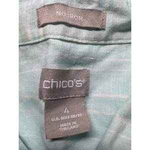 Chicos Light Blue Striped Sleeveless Linen Button Up Shirt Top US Size‎ 4 thumbnail 5
