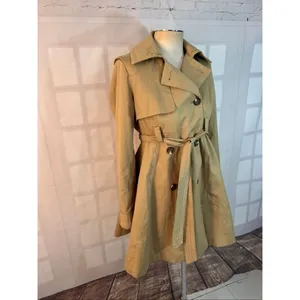 ASOS Tan Cotton Twill Double Breasted Belted Classic Trench Coat Size 2 thumbnail 2