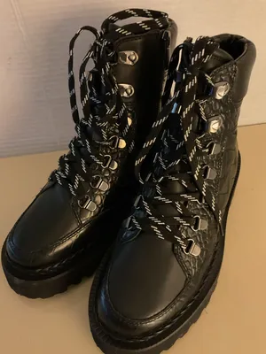 Vince Camuto women leather Black Quilted Combat Platform Boots size 6.5 thumbnail 6