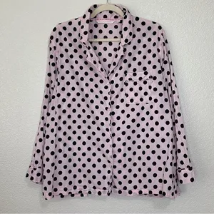 Victoria’s Secret Pink Black Polka Dot Button Down Pajama Top thumbnail 1