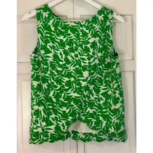 J.Crew green floral scalloped hem cross back top small thumbnail 10