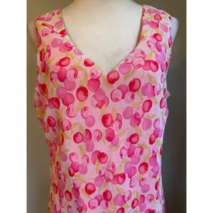 Pink Cherry Sleeveless Maxi midi 16 Fruit y2k dainty cottage festival cute boho thumbnail 2