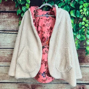 Urban Outfitters Inspired Beatriz Fuzzy Reversible Coat Jacket L Floral Fleece thumbnail 4