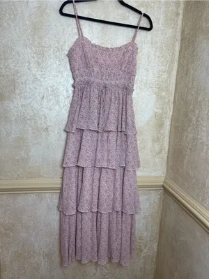 ASTR The Label Harriet Tiered Midi Dress Cottagecore Fairy High Slit Dress Sz S thumbnail 5