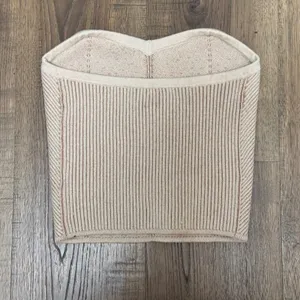 Aerie Knit Tube Top Tan Cream Sweetheart Neck‎ Ribbed Strapless Bodice Medium thumbnail 2