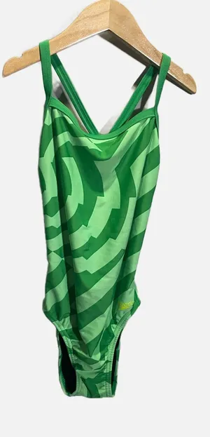 Speedo One Piece Swimsuit Womens 30 Green Pro LT Geometric Athletic Swim Trainin thumbnail 1